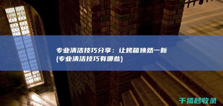 专业清洁技巧分享：让烤箱焕然一新 (专业清洁技巧有哪些)